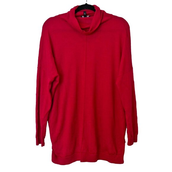 Eileen Fisher Raspberry 100% Merino Wool Drapy Turtleneck Sweater - Size L - Picture 2 of 5